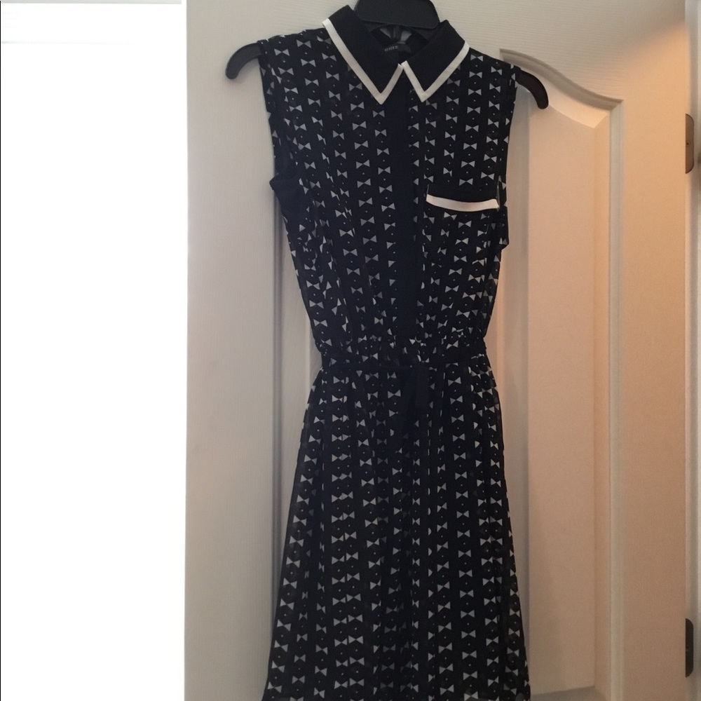 Black and white sheer dress with black slip